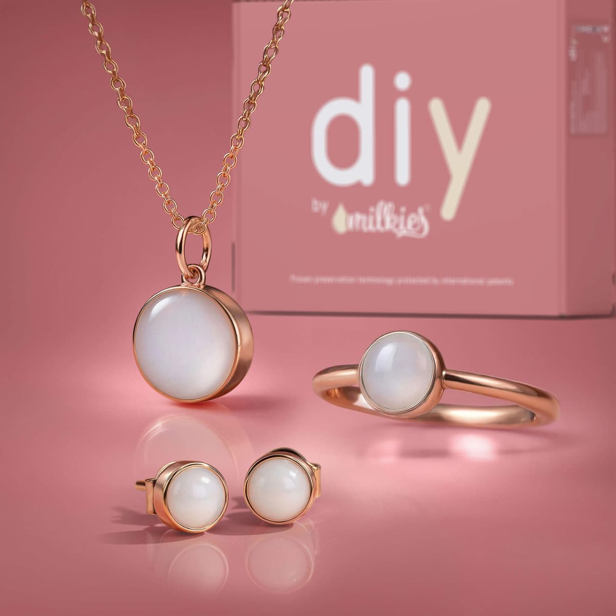 Kit DIY Gioielli al Latte Materno - Set: Collana 12mm "Circle of Life" + Anello + Orecchini
