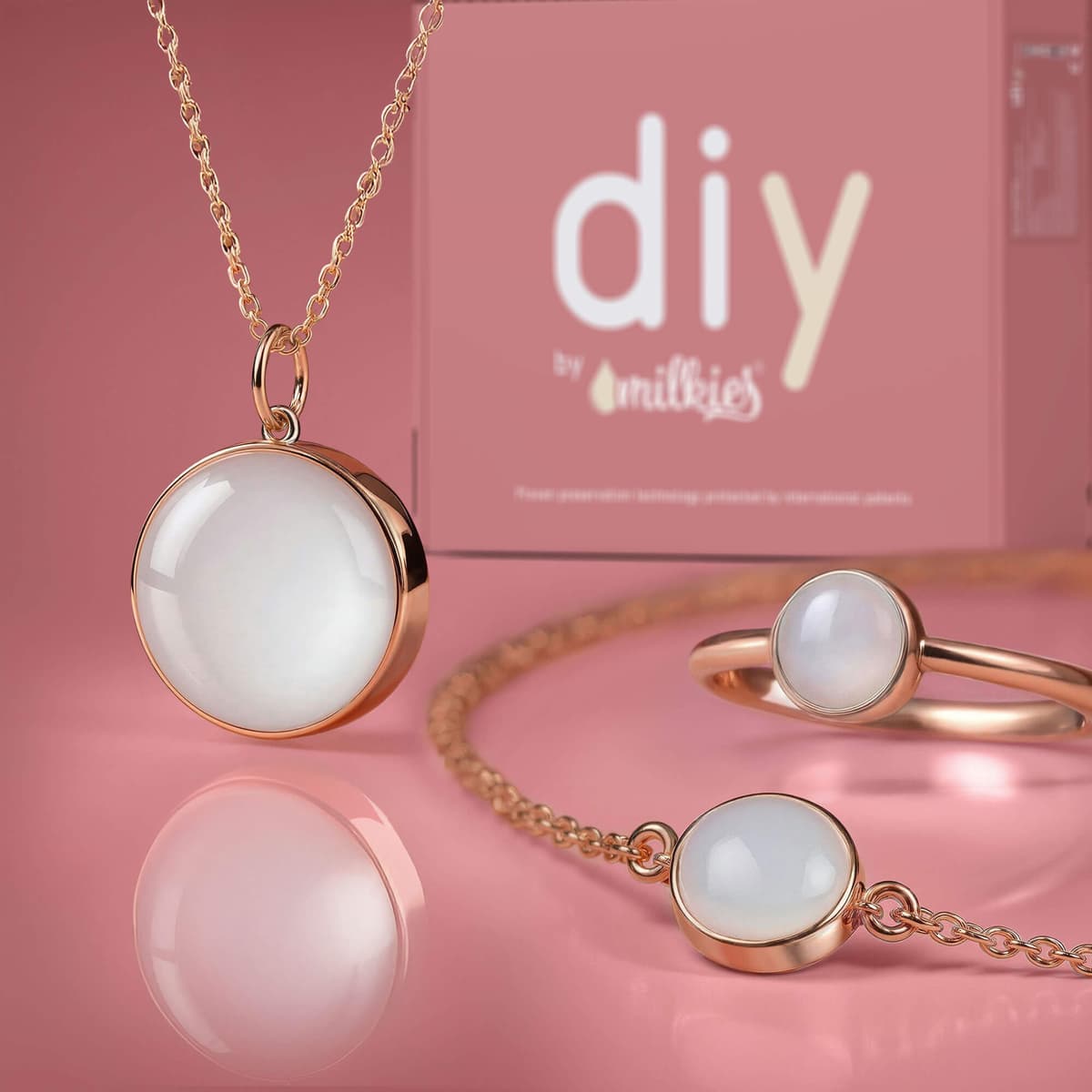 Kit DIY Gioielli al Latte Materno - Set: Collana 18mm "Circle of Life" + Bracciale + Anello