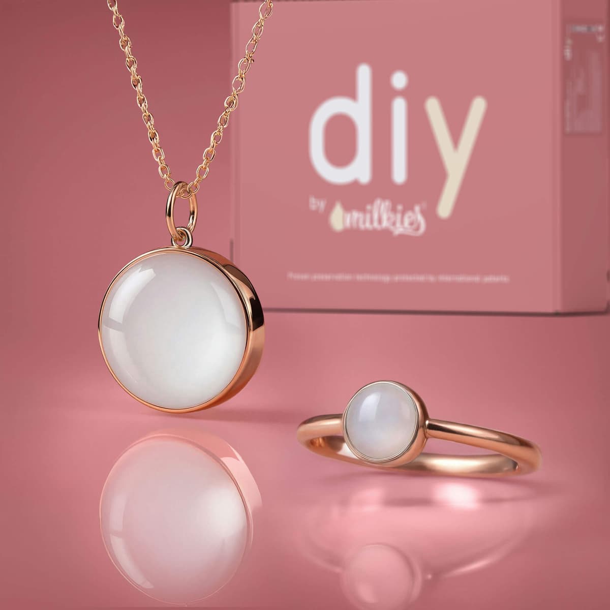 Kit DIY Gioielli al Latte Materno - Set: Collana 18mm "Circle of Life" + Anello
