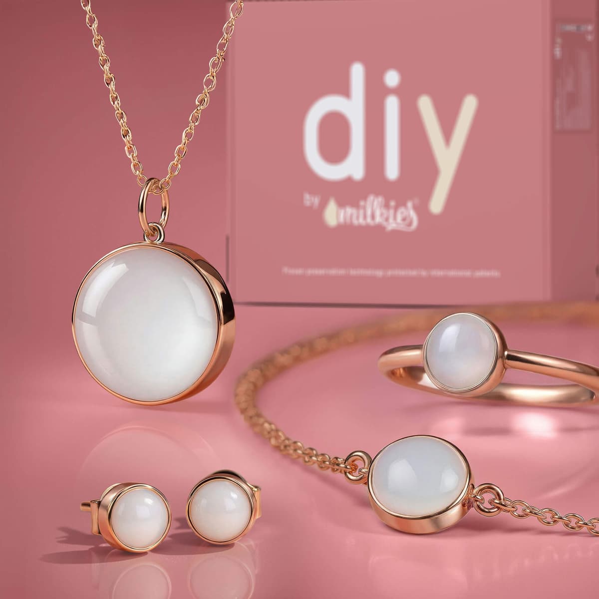 Kit DIY Gioielli al Latte Materno - Set: Collana 18mm "Circle of Life" + Anello + Orecchini