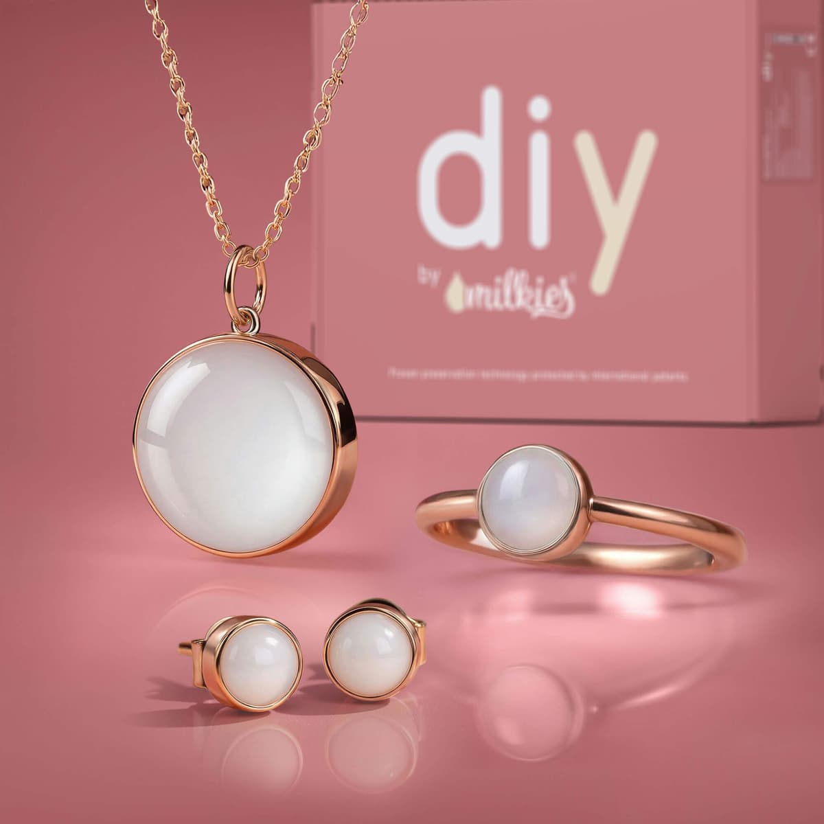 Kit DIY Gioielli al Latte Materno - Set: Collana 18mm "Circle of Life" + Anello + Orecchini