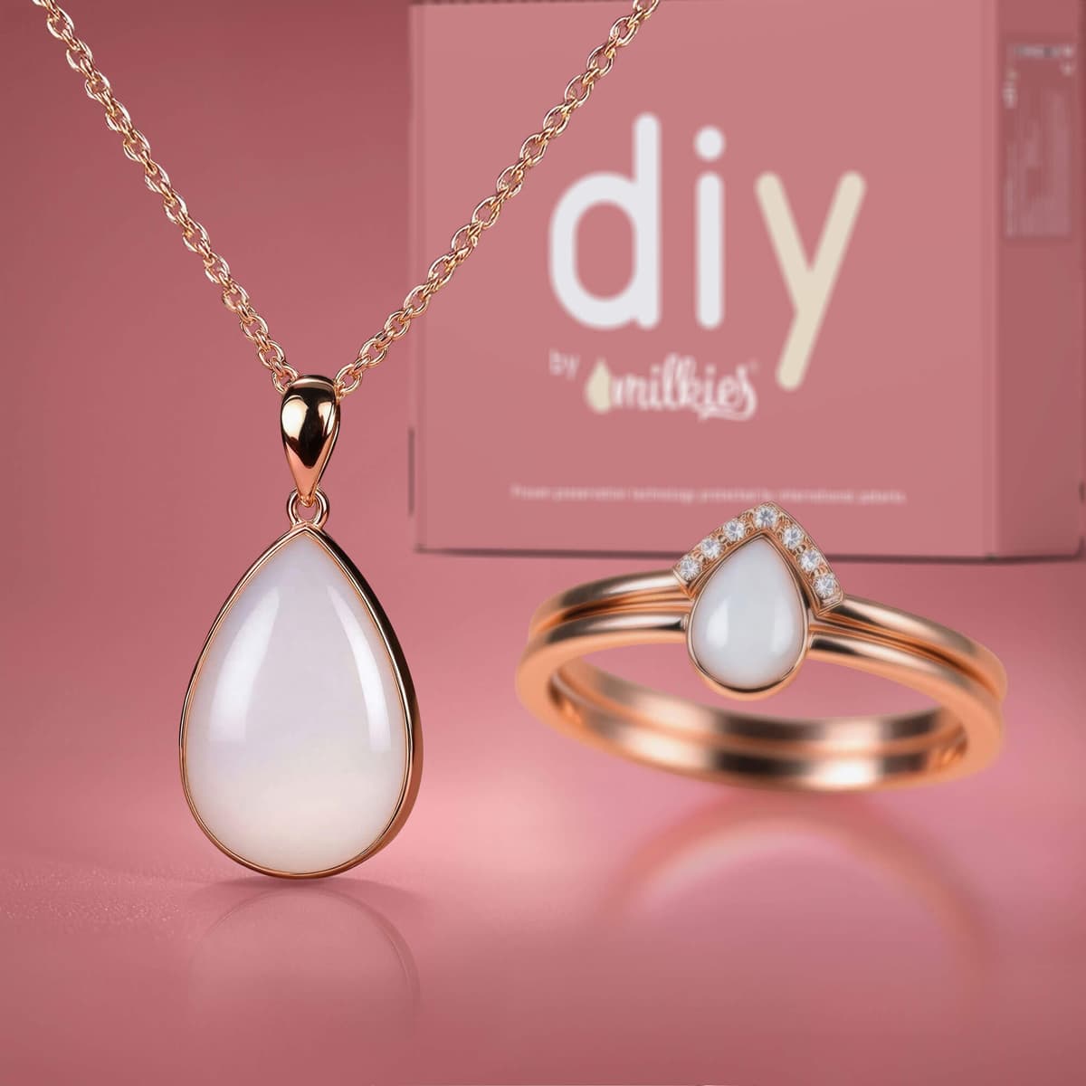 Kit DIY Gioielli al Latte Materno - Set: Collana "Together" + Anello a Goccia